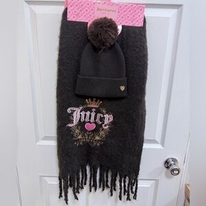 NWT Juicy Couture Brown Beanie and Scarf Set